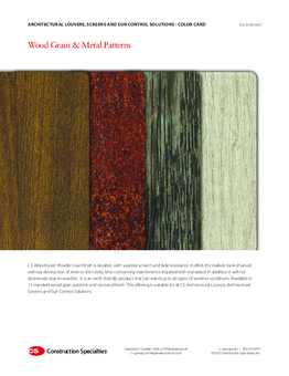 Color Card: Wood Grain and Metal Pattern Powder Coat