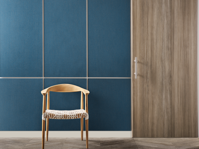 Acrovyn wall panel with chair and Acrovyn door